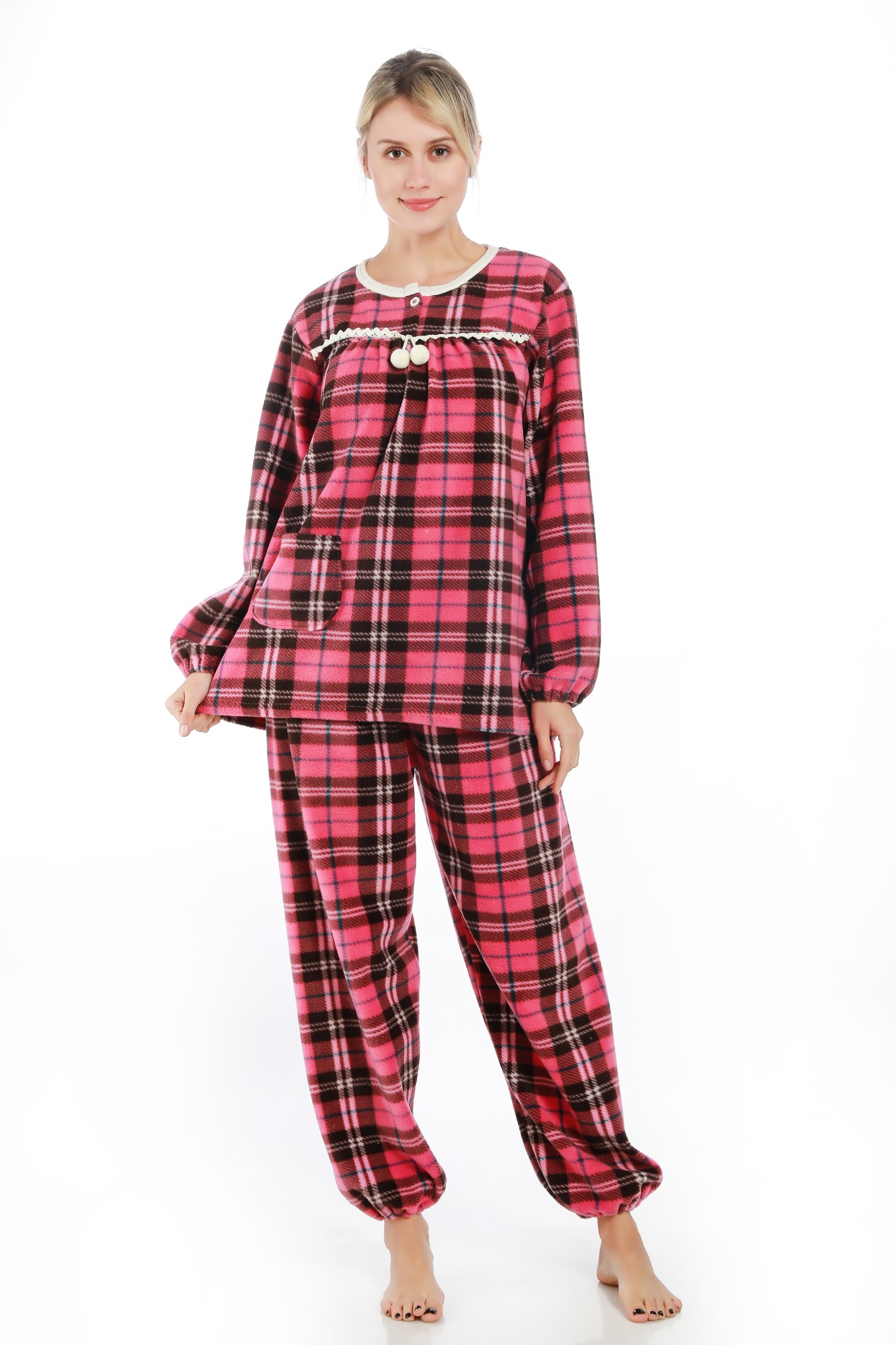 Plaid Velvet Ladies Pajamas Set Manufacturers, Plaid Velvet Ladies Pajamas Set Factory, Supply Plaid Velvet Ladies Pajamas Set