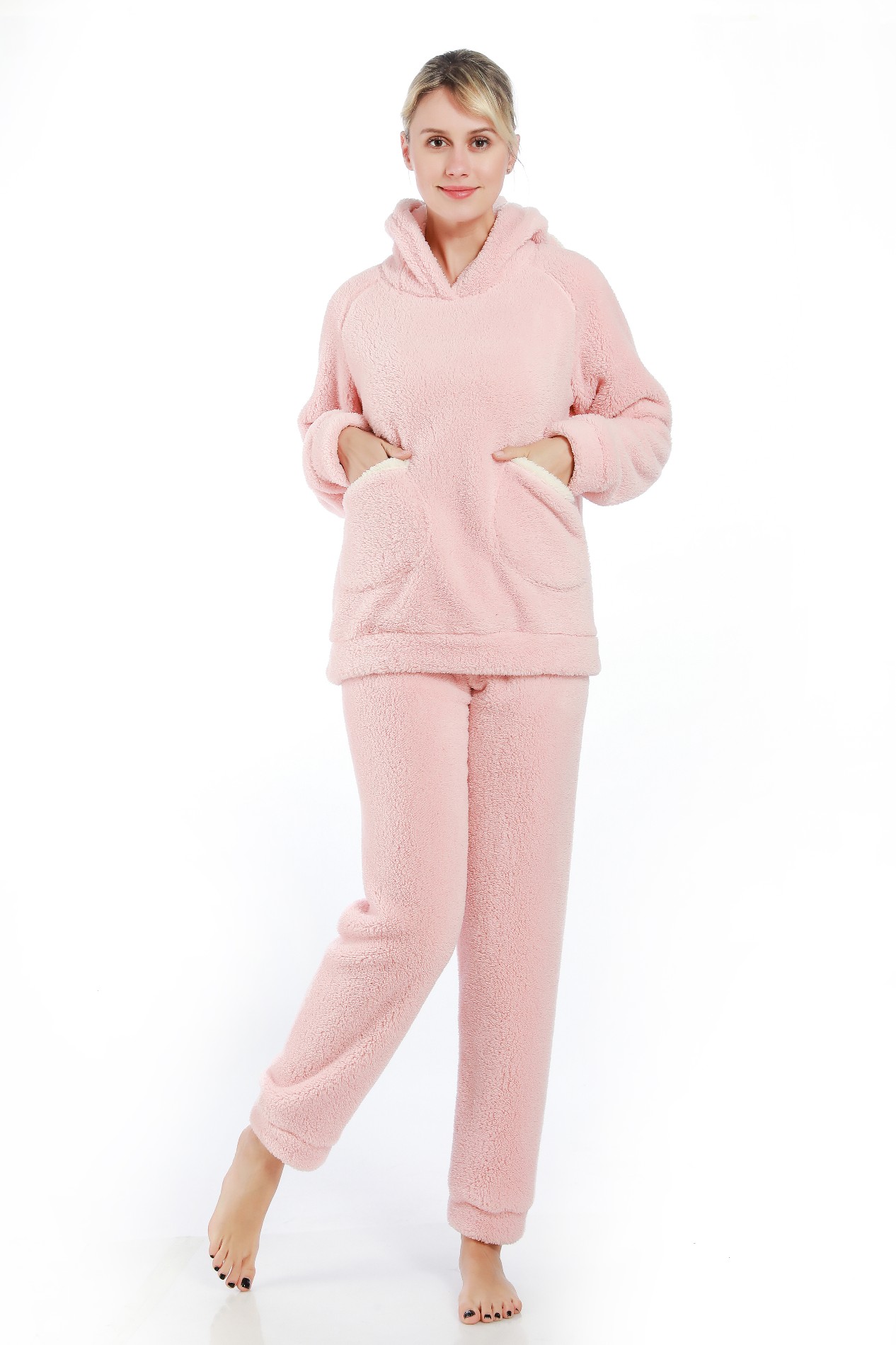 Hooded solid color women's pajamas set Manufacturers, Hooded solid color women's pajamas set Factory, Supply Hooded solid color women's pajamas set