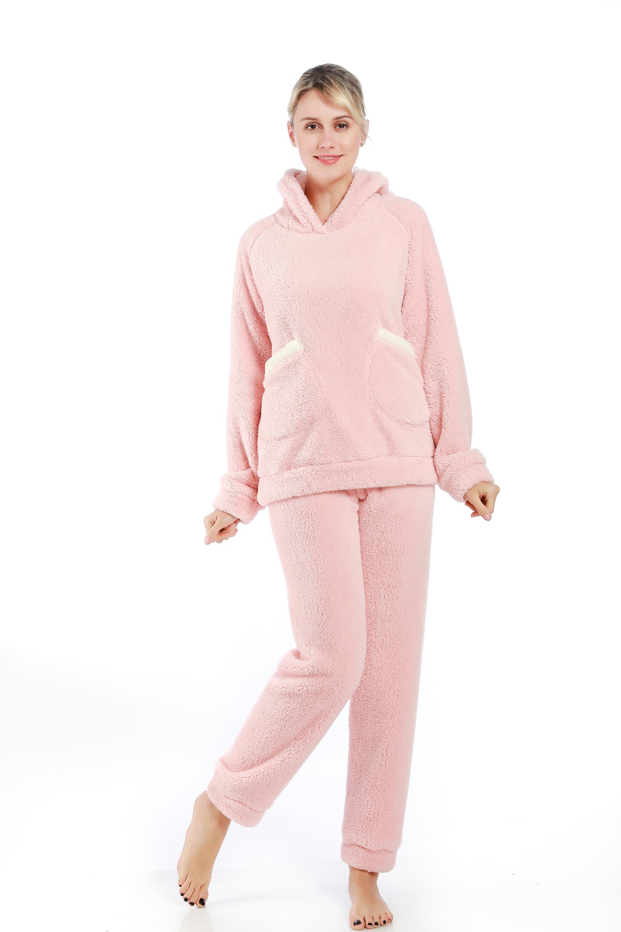Hooded solid color women's pajamas set Manufacturers, Hooded solid color women's pajamas set Factory, Supply Hooded solid color women's pajamas set